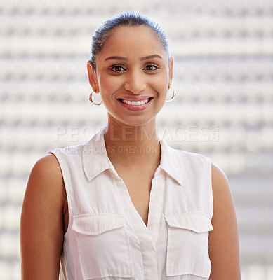 Buy stock photo Shot of a young businesswoman at work
