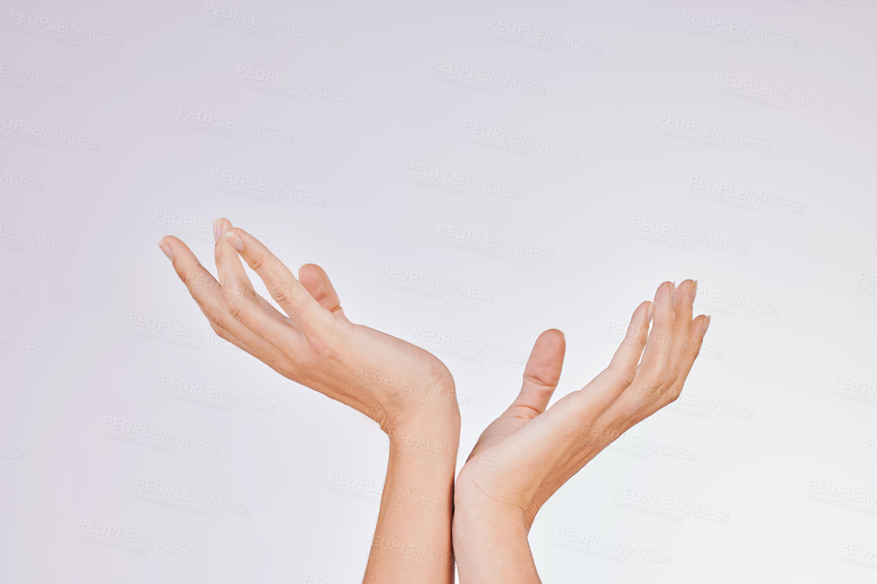 Buy stock photo Studio shot of an unrecognisable woman’s beautiful hands against a grey background