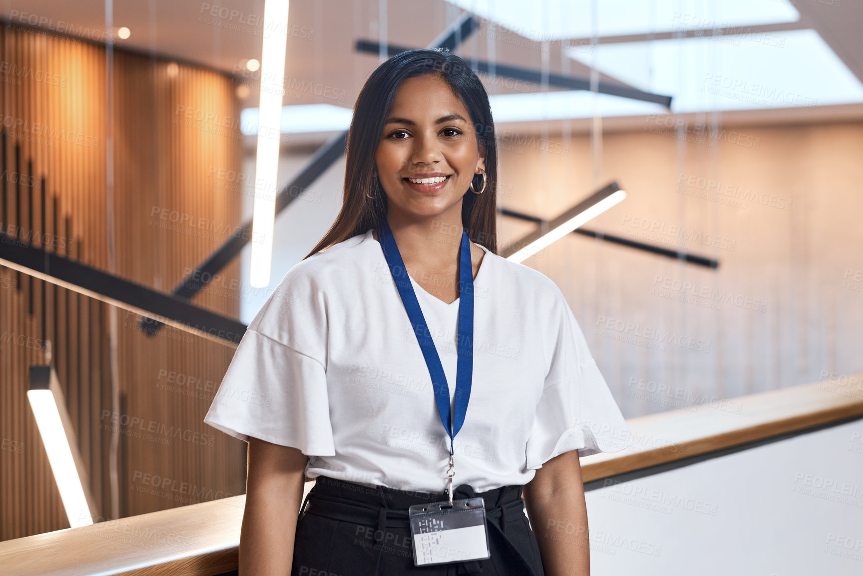 Buy stock photo Portrait of a beautiful young businesswoman before a conference