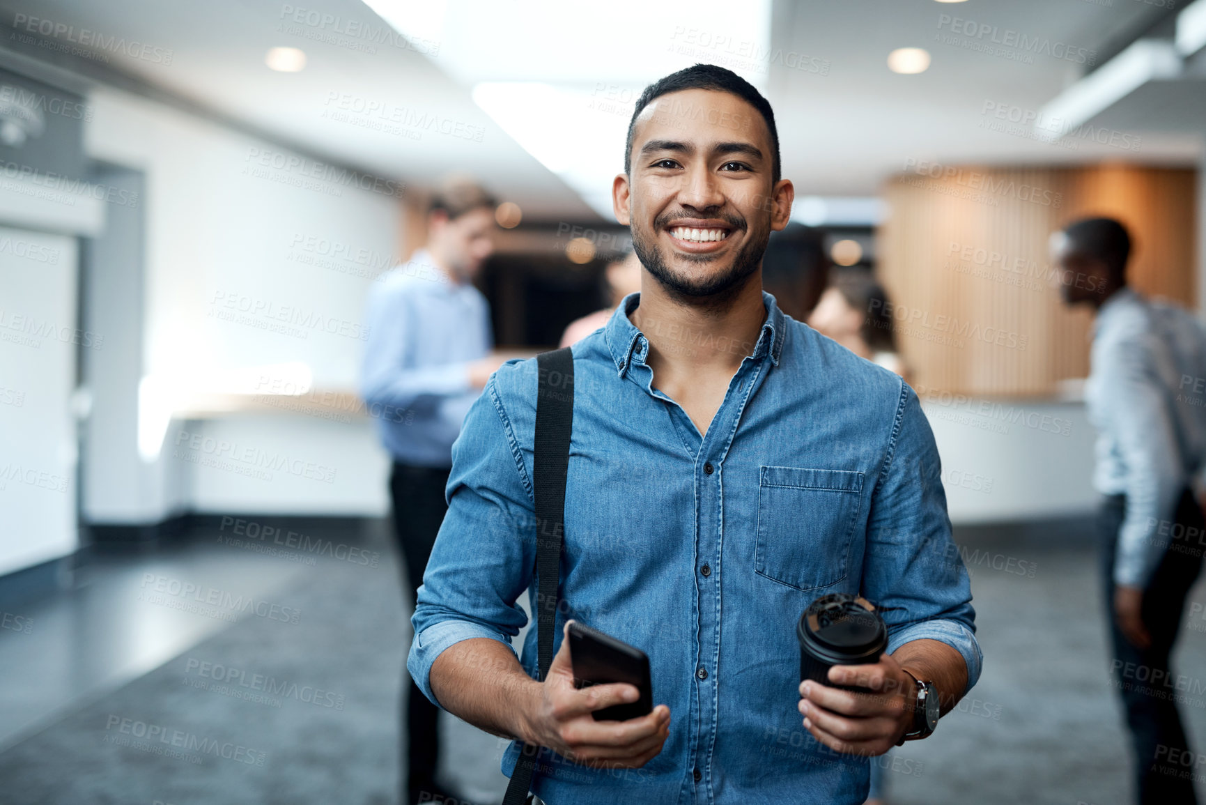 Buy stock photo Portrait of a young businessman attending a conference