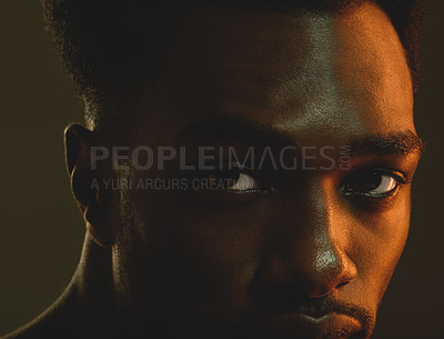 Buy stock photo Closeup shot of a man posing in the studio