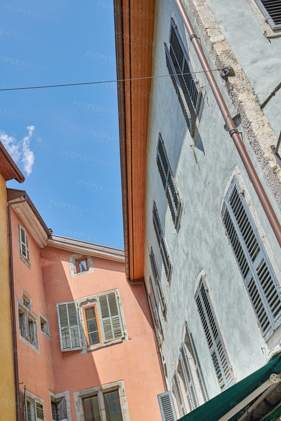 Buy stock photo Editorial: Annecy, France, July, 17, 2019: Houses and street life in the famous medieval part of the city of Annecy, Department of Upper Savoy, France.