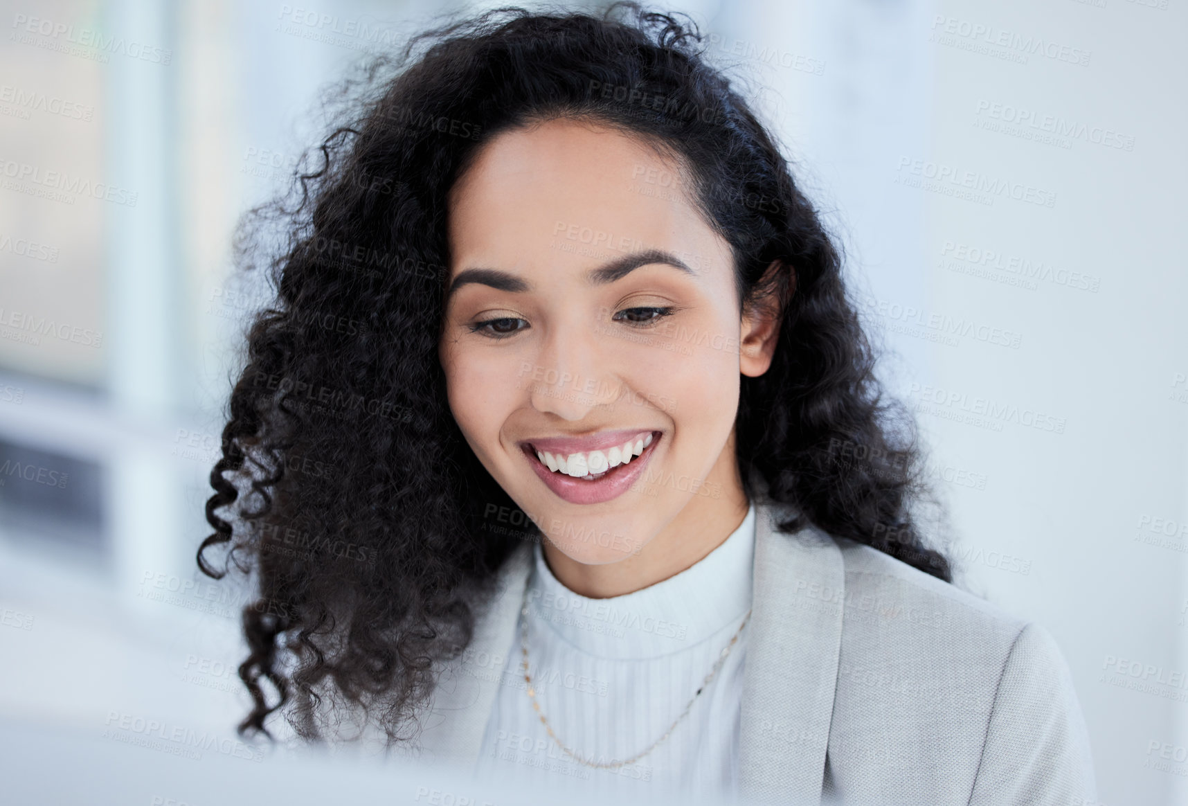 Buy stock photo Shot of a young businesswoman in her office