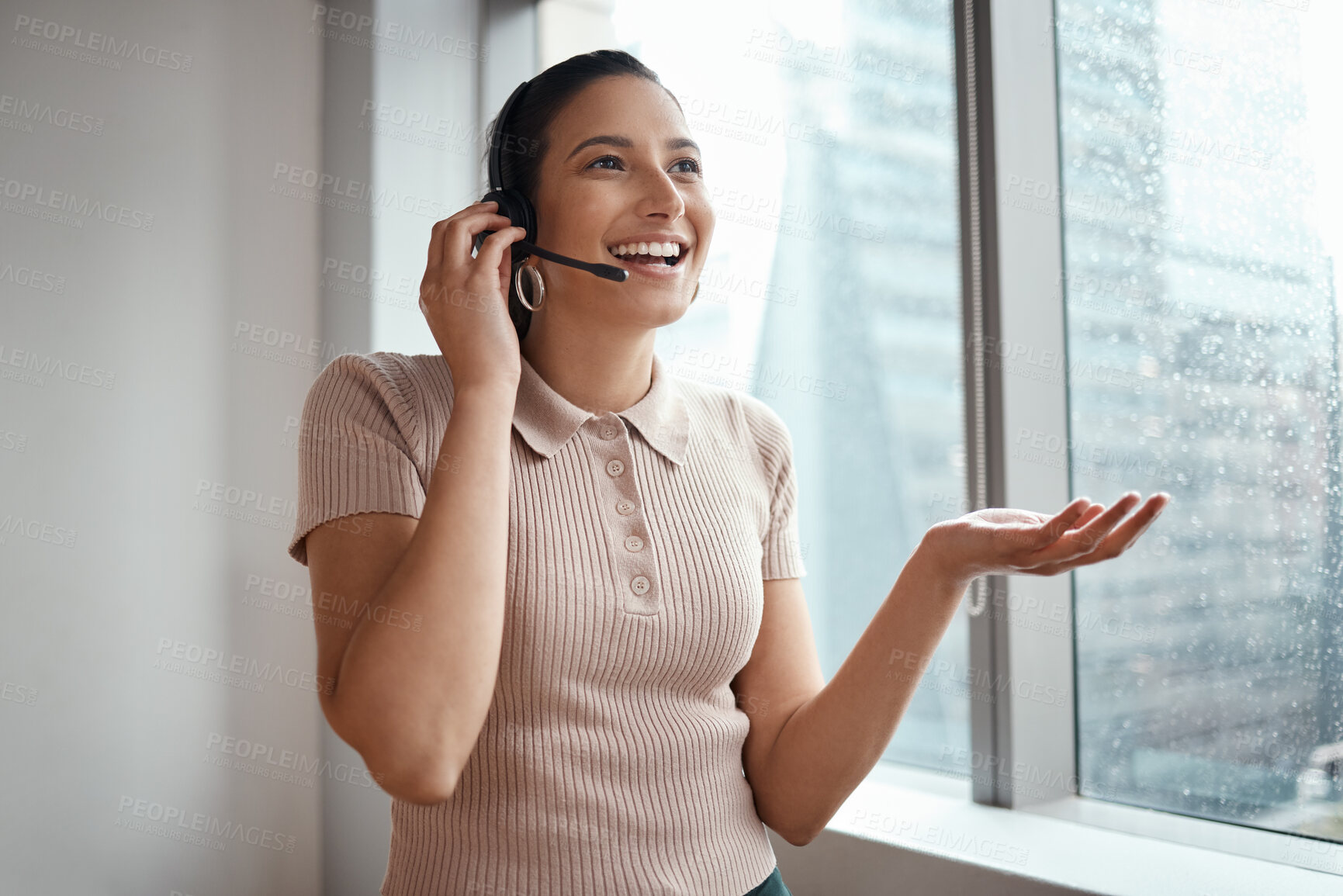 Buy stock photo Shot of a young woman working in a call center