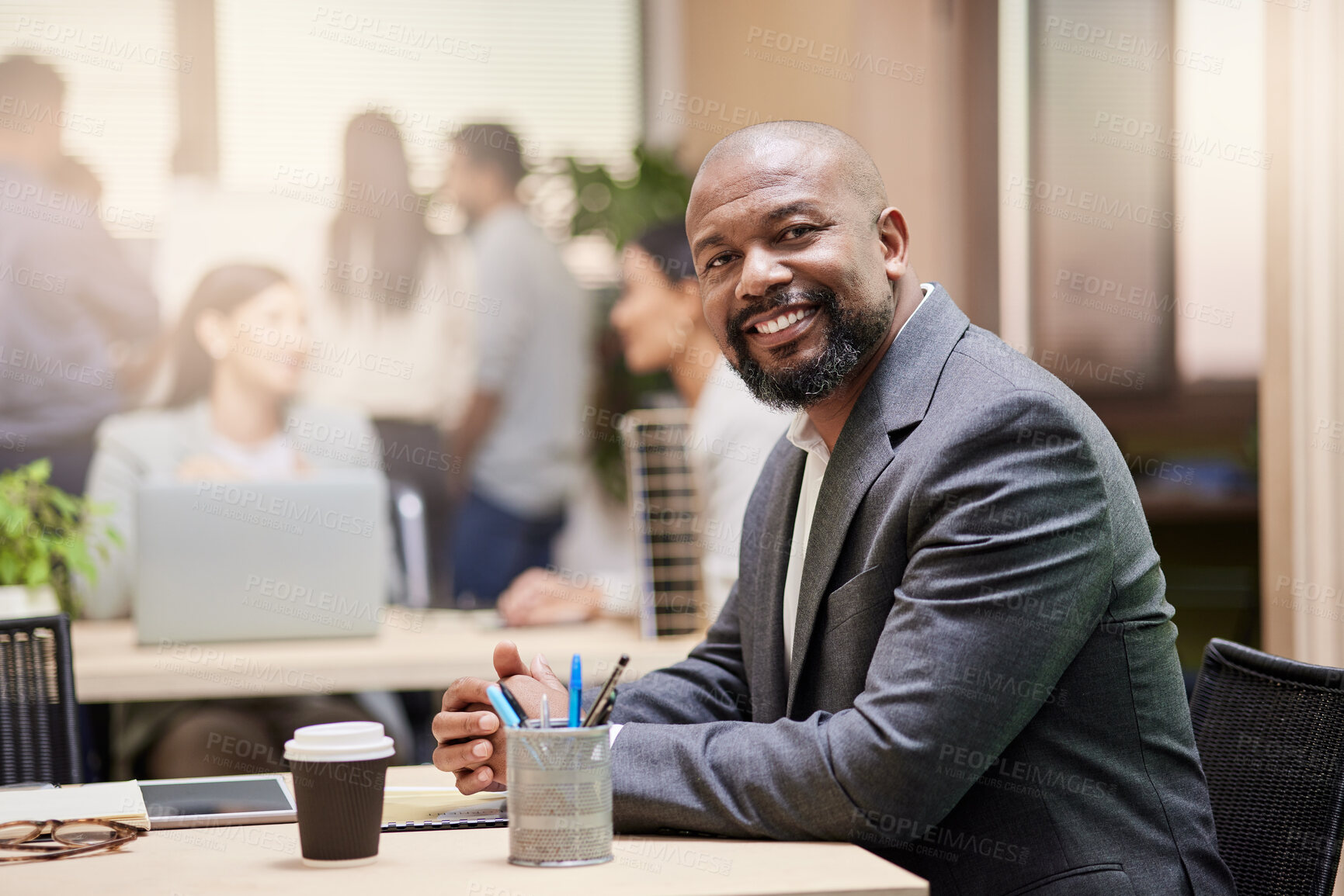 Buy stock photo Shot of a businessman in his office