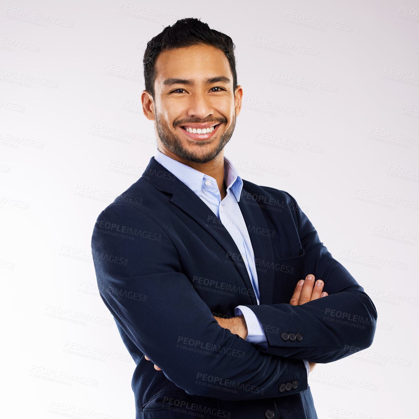 Buy stock photo Shot of a man standing against a grey background