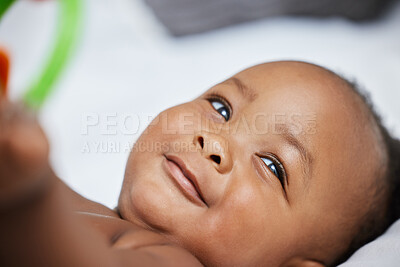 Buy stock photo Shot of a little baby girl playing with toys in the doctors office