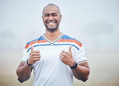 Buy stock photo Shot of a young sportsman giving the thumbs up during practice