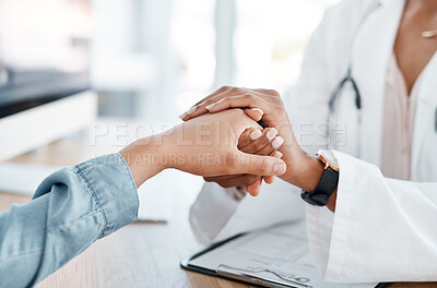 Buy stock photo Shot of a female doctor comforting her patient