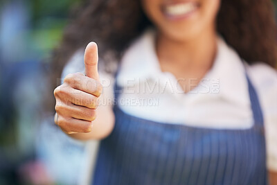 Buy stock photo Shot of a female business owner giving the thumbs up in her nursery