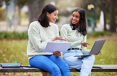 Buy stock photo Shot of two young women studying together at college