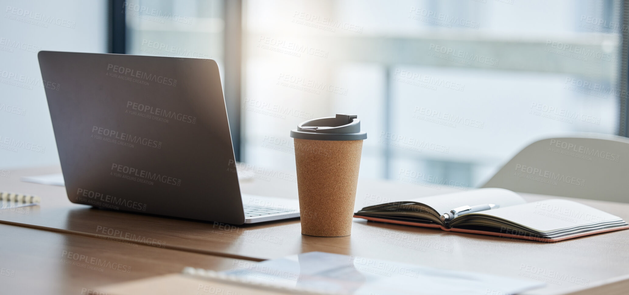 Buy stock photo Shot of a neatly arranged work station in a modern office