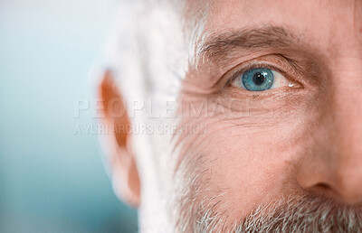 Buy stock photo Cropped shot of an unrecognisable man looking into the camera during a day in the office