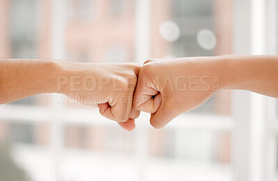Buy stock photo Shot of two unrecognizable ballet dancer fist bumping