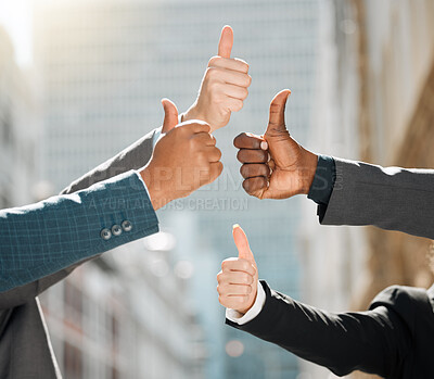 Buy stock photo Shot of a group of business people giving the thumbs up