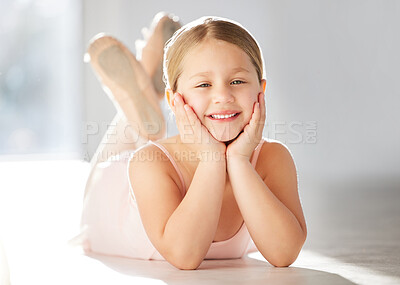 Buy stock photo Shot of a ballerina in a dance studio