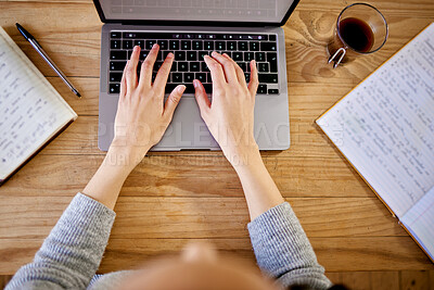 Buy stock photo Shot of a unrecognizable female working from home