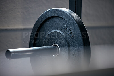 Buy stock photo Shot of a barbell in a  gym