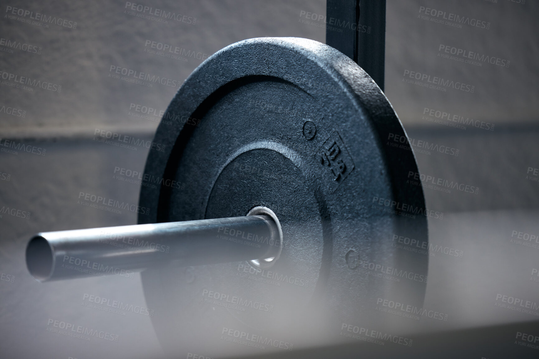 Buy stock photo Shot of a barbell in a  gym