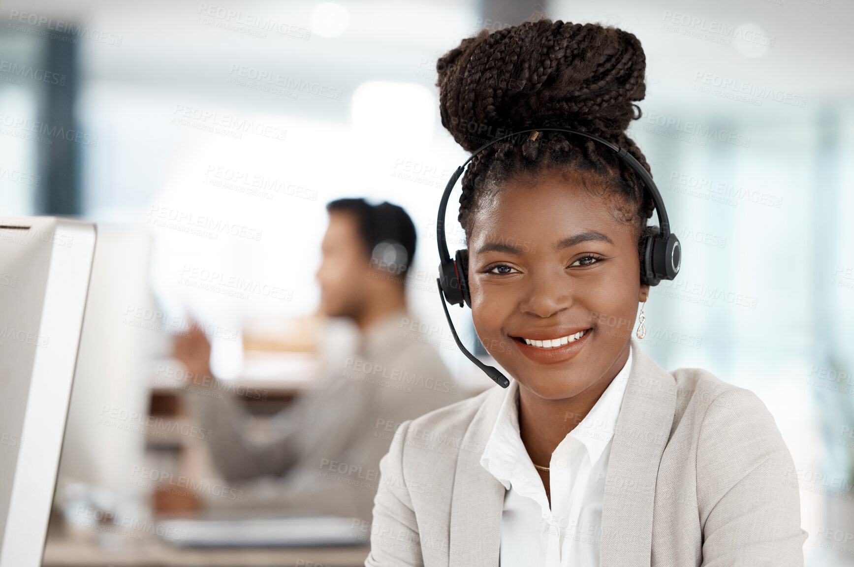 Buy stock photo Shot of a young businesswoman working on a computer in an office