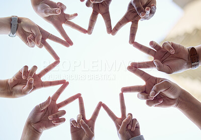 Buy stock photo Shot of a group of business people with their hands in a star shape