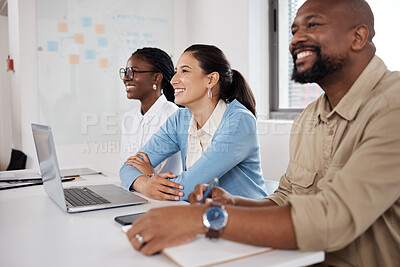 Buy stock photo Shot of a group of businesspeople having a meeting in a modern office