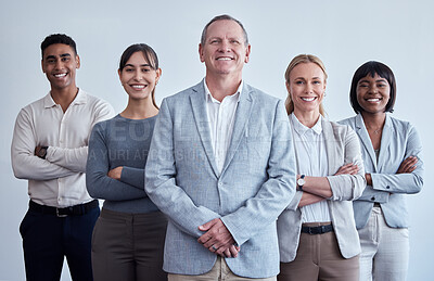 Buy stock photo Portrait of a group of businesspeople working in a modern office