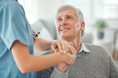 Buy stock photo Cropped shot of an unrecognizable doctor offering their patient support in a hard time
