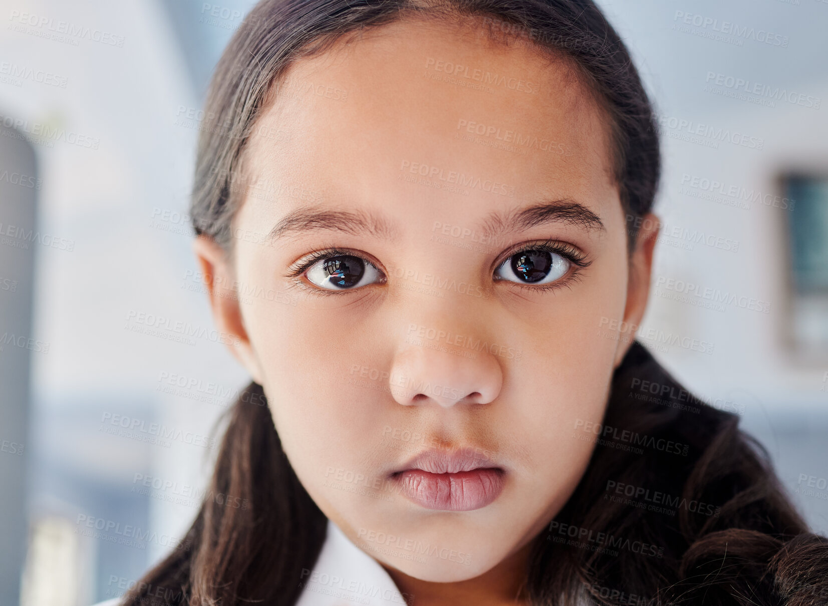 Buy stock photo Shot of a cute little girl practicing karate in a studio