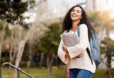 Buy stock photo Shot of a young woman studying at college