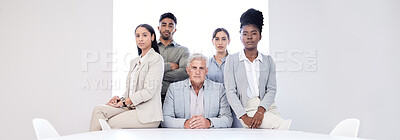 Buy stock photo Portrait of a group of confident businesspeople in an office