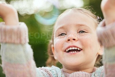 Buy stock photo Shot of an adorable little girl playing outside