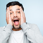 Retarded man making funny faces is silly | Buy Stock Photo on ...