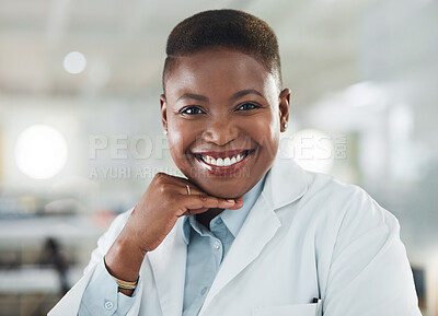 Buy stock photo Portrait of a young woman working in a lab