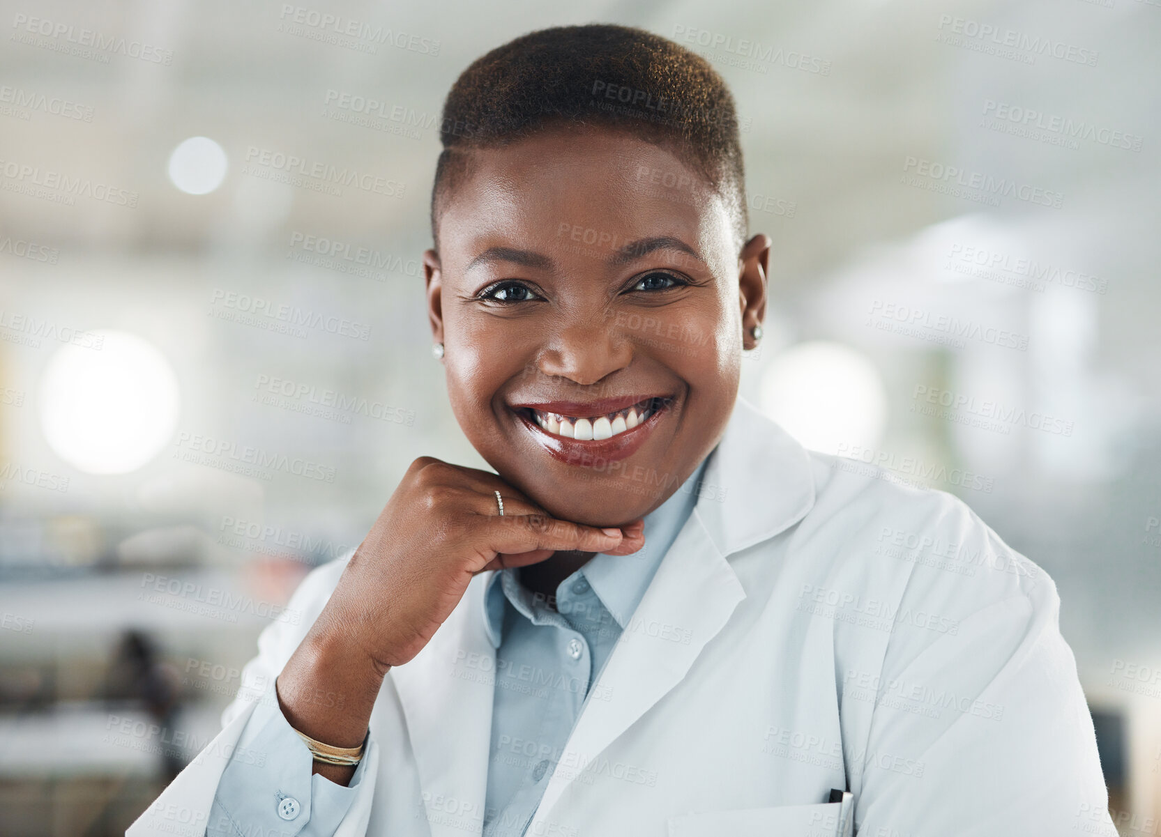 Buy stock photo Portrait of a young woman working in a lab