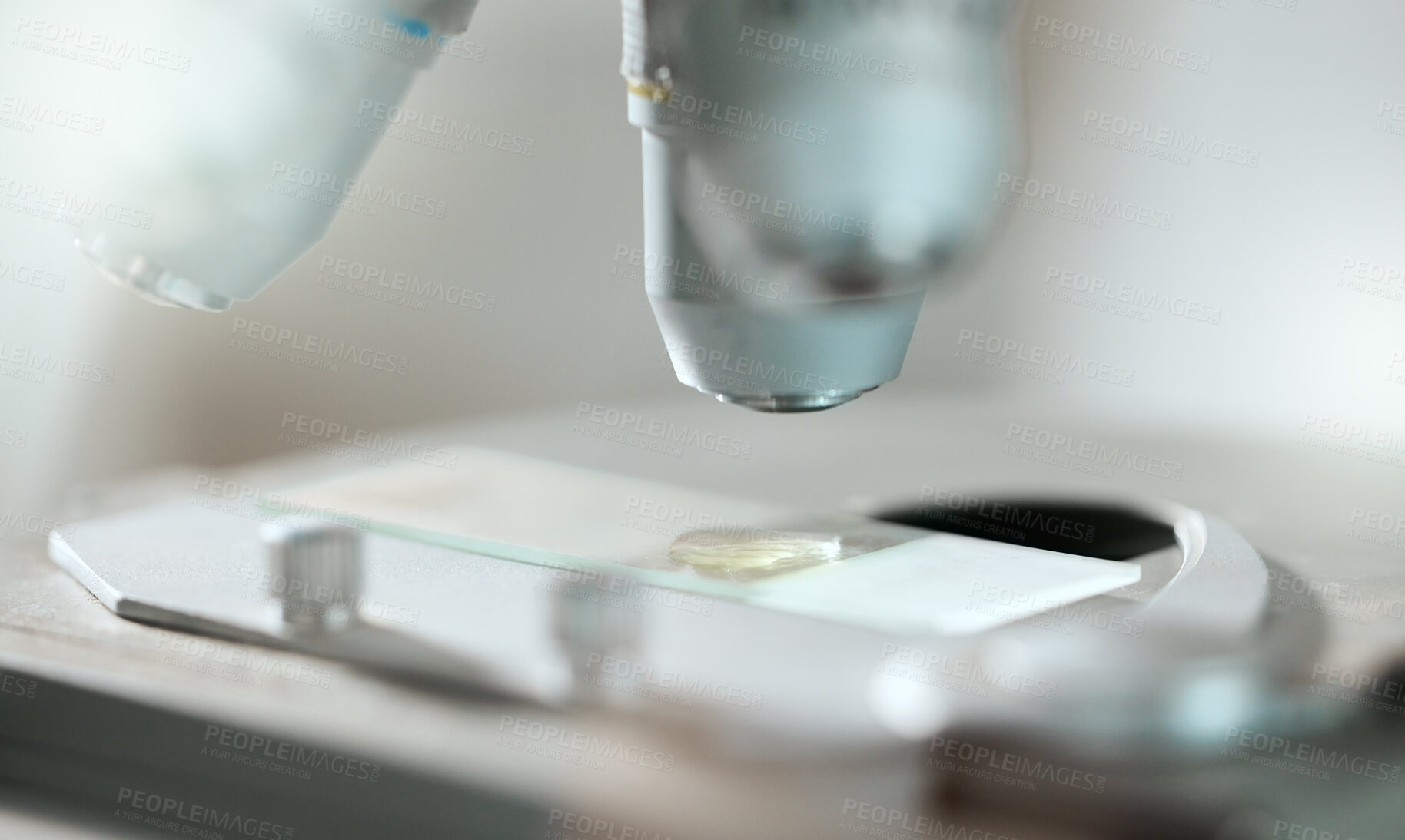 Buy stock photo Shot of a microscope in a laboratory