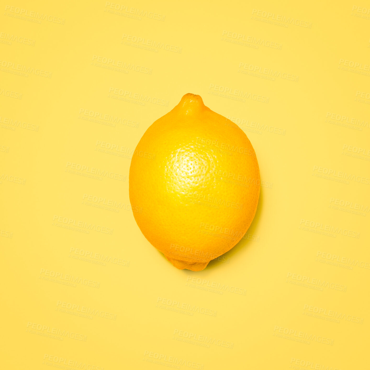 Buy stock photo Lemon, fruit and studio on yellow background as ingredient for snack, nutrition and diet. Food, organic and natural with healthy produce for wellness, health or self care with vitamin c for wellbeing