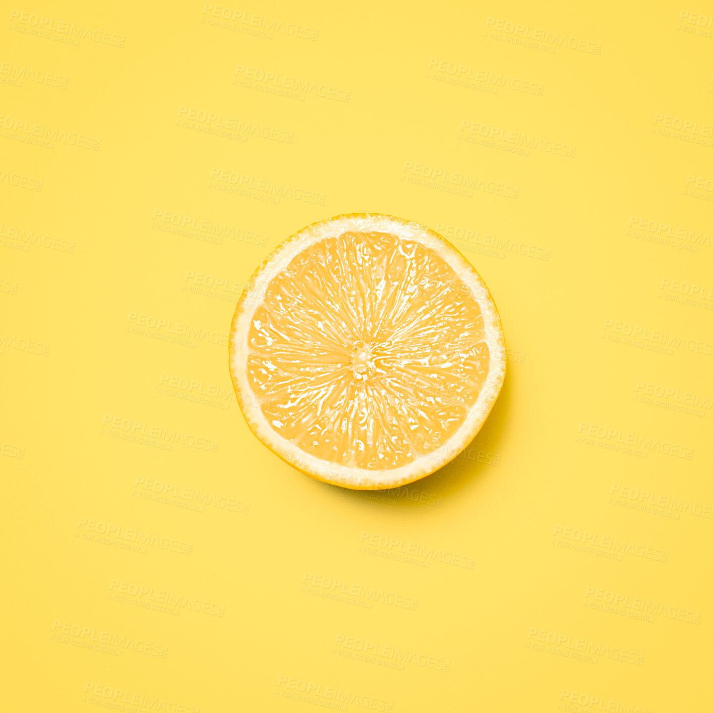 Buy stock photo Slice, orange and nutrition by studio background for wellness, vitamin c and minerals by mockup space. Organic fruit, vegan snack and citrus by backdrop for diet, aid digestion and fresh produce