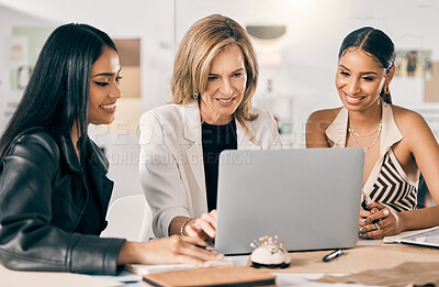 Buy stock photo Shot of a group of businesswomen in a meeting at work