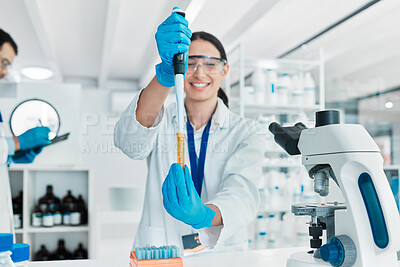 Buy stock photo Closeup shot of a scientist working with samples in a lab