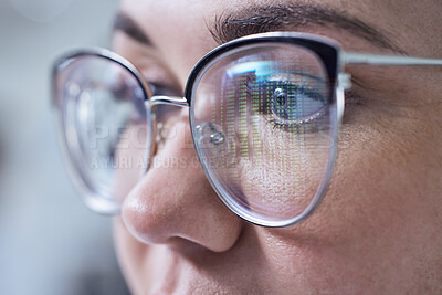 Buy stock photo Closeup shot of a young female lab technicians face