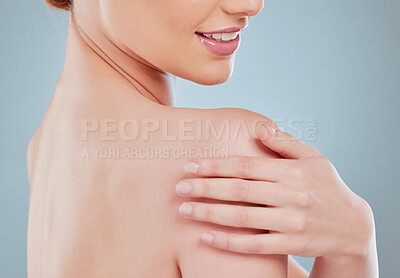Buy stock photo Closeup shot of a beautiful young woman with flawless skin