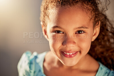 Buy stock photo Shot of an adorable little girl having fun outdoors