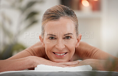 Buy stock photo Shot of a mature woman resting in between spa treatments