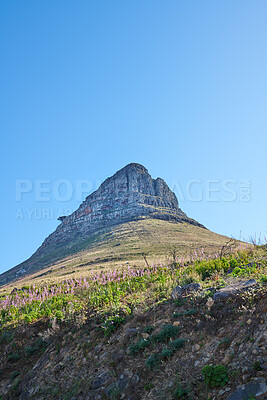 Buy stock photo Beautiful mountain against blue sky