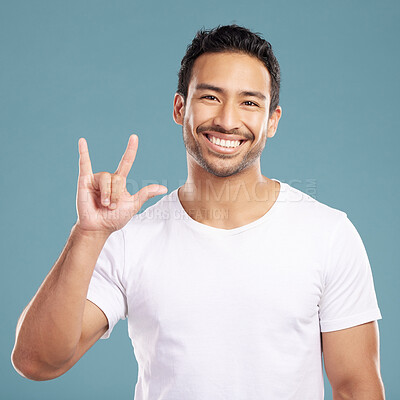 Buy stock photo Handsome young mixed race man gesturing 