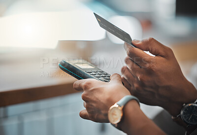 Buy stock photo Credit card payment by a retail customer paying using digital technology after getting money from the atm. Finance, security and hands of business people shopping, nfc and buying at store for a sale