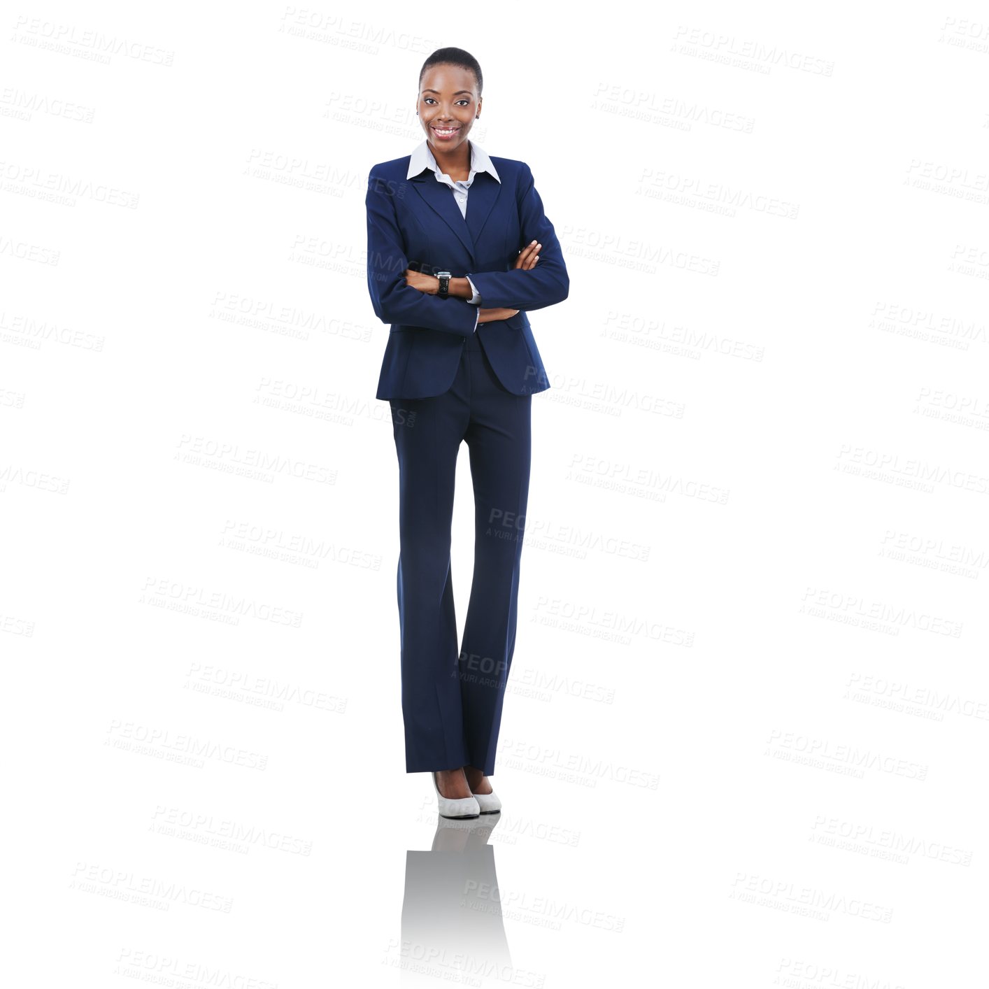 Buy stock photo Portrait, lawyer and isolated black woman with arms crossed or pride on transparent png background. Smile, confidence or happy African manager in suit or fashion with attorney and proud business lady