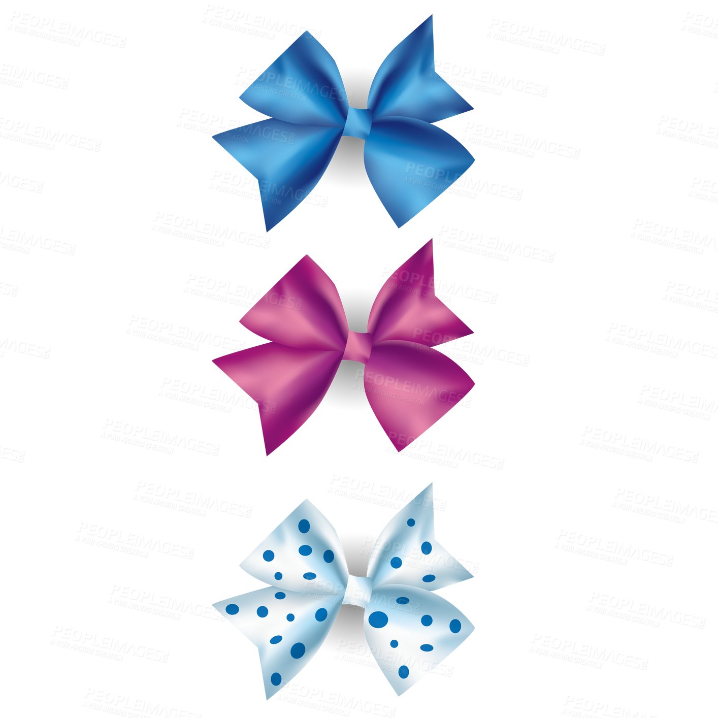 Buy stock photo A ribbon, bow and gift with vector for present, birthday or holiday surprise on a transparent PNG background. Isolated illustration of symbol, tie or set collection for colorful wrapping or design