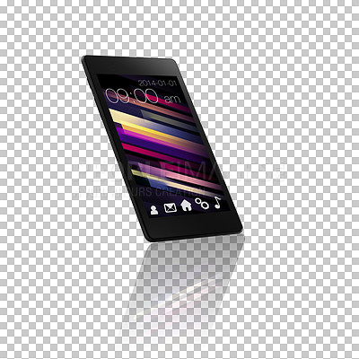A phone, screen and mockup space for technology, 5g internet and a smartphone app on a png, transparent or isolated background. A social media website or brand advertising and marketing icon